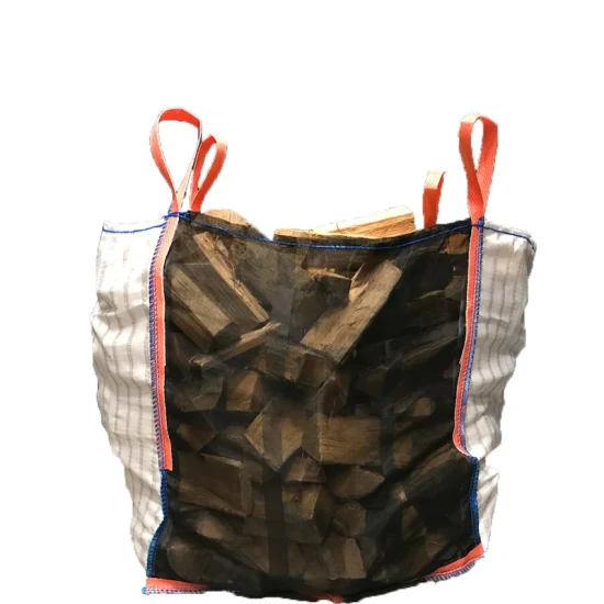 Borse a sacco in rete sfusa FIBC tessute giallo bianco 180kly 120kly PP per imballaggi di legna da ardere da 40L, 60L, 80L, 1000L, 1500L